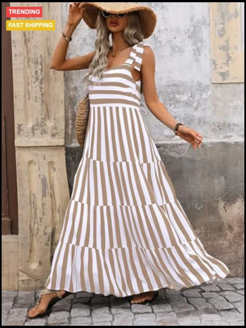 Sleeveless Floral Maxi Dress Spaghetti Strap Tiered Flowy Beach - Picture 3 of 7